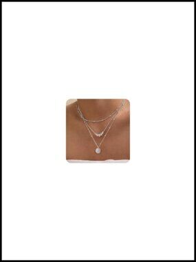 14K Gold Plated Layered Necklace Set Cuban Link Herringbone Pendant Chains